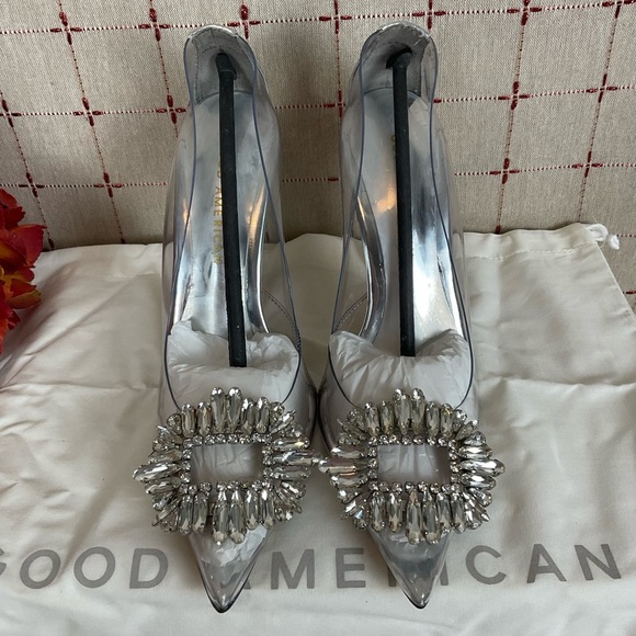 Good American 'CINDER-F*CKING-RELLA' Clear PUMP Size 5 GLASS002 New Stiletto - Picture 5 of 6
